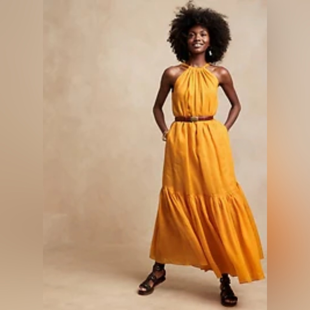 Banana Republic Mustard Yellow Maxi Dress